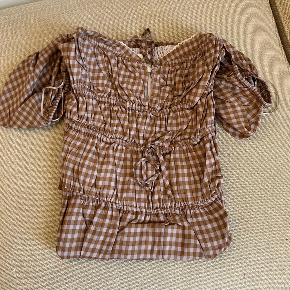 NEW Reformation Rhett Midi Dress - Audrie Check Cotton Blend Causal French - Picture 6 of 11